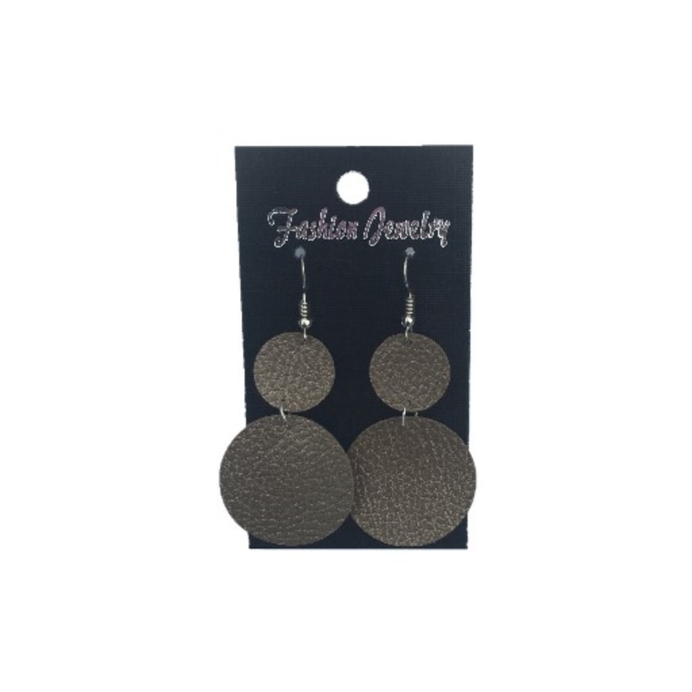 Handmade Champagne Faux Leather Earrings